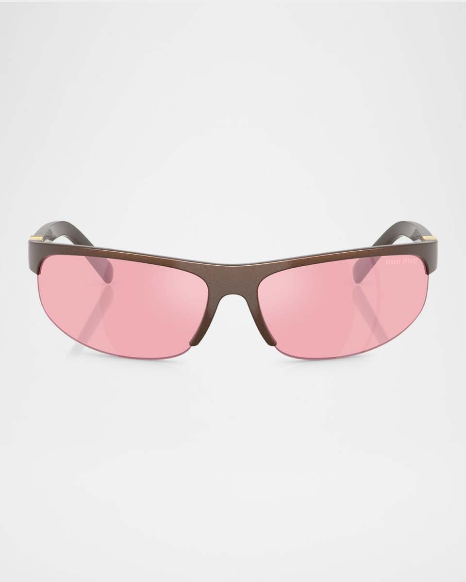 A02S Semi-Rimless Oval Plastic Sunglasses